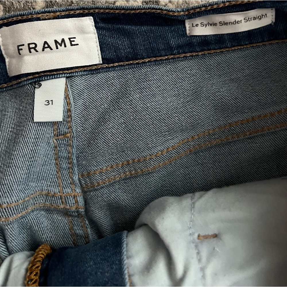FRAME Le Sylvie Slender Straight Bonhill Raw Hem Jeans Size 31 - Picture 5 of 6